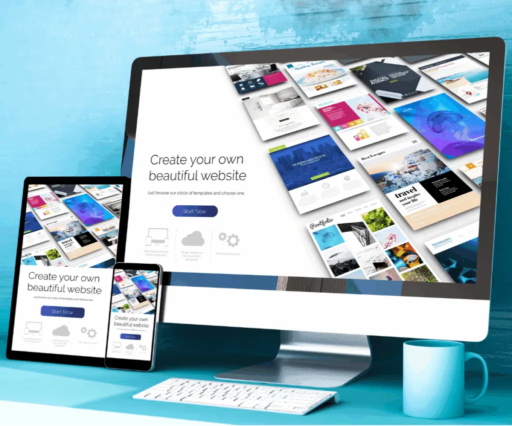 Monitor con esempi di siti web per indentificare il servizio di Creazione siti web professionali
